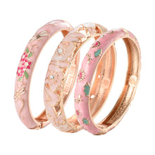 Cargar imagen en el visor de la galería, UJOY Womens Multi-Colors Cloisonne Bracelet Gold Plated Flower Hollowed Enameled Hinged Cuff Bangles Jewelry