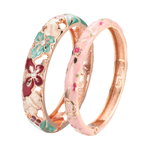 UJOY Fashion Cloisonne Bracelets Gold Plated Butterfly Filigree Enameled Women Gifts Bangles Spring Hinged