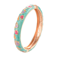 Load image into Gallery viewer, UJOY Bangles 5 Pcs Enamel Jewelry Set of Gold Colorful Flower Cuff Bangles Engraved Cloisonne Bracelets Pack in a Box 5 PCS