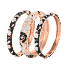Load image into Gallery viewer, UJOY Womens Multi-Colors Cloisonne Bracelet Gold Plated Flower Hollowed Enameled Hinged Cuff Bangles