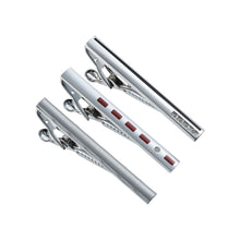 Load image into Gallery viewer, UJOY Tie Clips for Men, 3 Pcs Tie Bars Pinch Clip Set Silver Black 2.3 Inches Business Shirt Necktie Parts