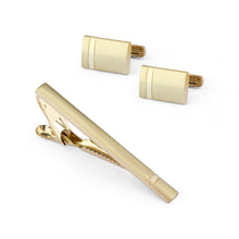 Cargar imagen en el visor de la galería, UJOY Cufflinks and Tie Pin Set Blanks Black Color Shirt Tuxedo Buttons Packed in Cufflink Box for Men Gold