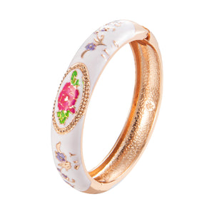 UJOY Gorgeous Jewelry Enemal Bracelets-Cloisonne Floral Golden Spring Openable Cuff Bangles Gifts for Women Girl