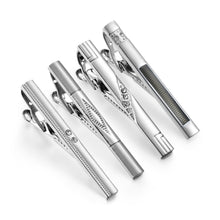 Load image into Gallery viewer, UJOY Tie Clips for Men 4 Pcs Tie Bars Clip Set Silver Black 2.3 Inches Business Shirt Necktie Parts