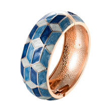 Load image into Gallery viewer, UJOY Enamel Bracelet Bangle Golden Carved Alloy Hinged Cloisonne Jewelry