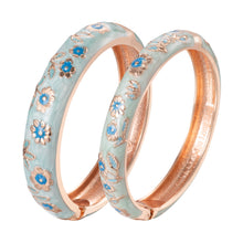 Cargar imagen en el visor de la galería, UJOY Cloisonne Bangles Gorgeous National Floral Set Enameled Gold Plated Handcrafted Bracelets Jewelry