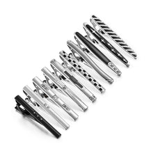 Load image into Gallery viewer, UJOY Tie Clips Set for Men Tie Bar Clip Black Silver-Tone Gold-Tone for Wedding Business with Gift Box
