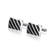 Load image into Gallery viewer, UJOY Men&#39;s Jewelry Cufflinks for Shirts for Weddings, Business, Dinner Enamel Black in Silver