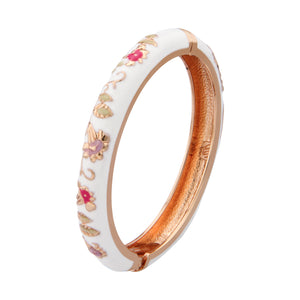 UJOY Gorgeous Jewelry Enemal Bracelets-Cloisonne Floral Golden Spring Openable Cuff Bangles Gifts for Women Girl