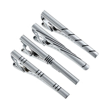 Cargar imagen en el visor de la galería, UJOY Tie Clips for Men, 4 Pcs Tie Bars Pinch Clip Set Silver 2.3 Inches Business Shirt Necktie Parts