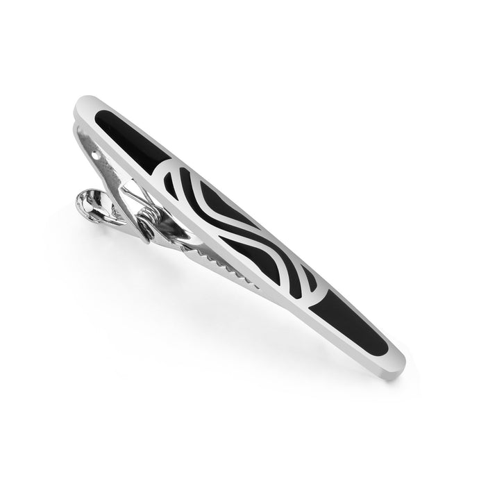 UJOY Oval Enamel Black Tie Clips Pins for Gentlemen Business Wedding