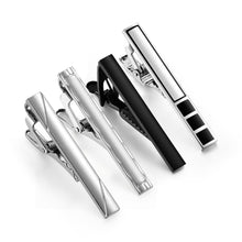 Cargar imagen en el visor de la galería, UJOY Tie Clips for Men 4 Pcs Tie Bars Pinch Clip Set Silver 2.3 Inches Business Shirt Necktie Parts
