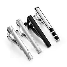Load image into Gallery viewer, UJOY Tie Clips for Men 4 Pcs Tie Bars Pinch Clip Set Silver 2.3 Inches Business Shirt Necktie Parts