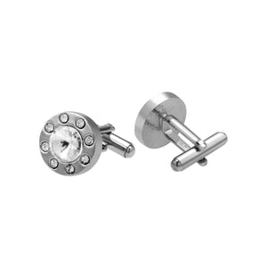 UJOY Men's Sterling Silver Cufflinks with White Tiny Stones for Dad Father Grand-Father