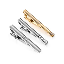Load image into Gallery viewer, UJOY Tie Clips for Men, 3 Pcs Tie Bars Pinch Clip Set Silver Black 2.3 Inches Business Shirt Necktie Parts