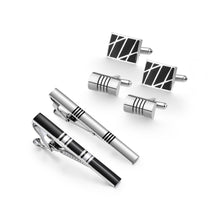 Load image into Gallery viewer, UJOY Cufflinks and Tie Pin Clips Set in Gift Box Enamel Classic Design