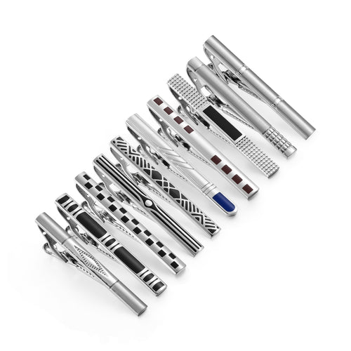 UJOY Tie Clips Set for Men Tie Bar Clip Black Silver-Tone Gold-Tone for Wedding Business with Gift Box