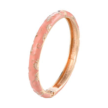 Cargar imagen en el visor de la galería, UJOY Women&#39;s Bangle Bracelet Golded Alloy Hinged Flower Enameled Cloisonne Jewelry with Gift Box 55B01