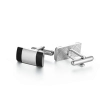 Load image into Gallery viewer, UJOY Silver Color with Black Lines Men&#39;s Jewelry Cufflinks Shirts for Weddings, Business, Dinner
