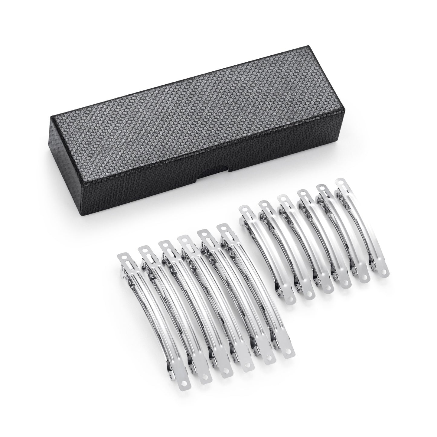 UJOY Wynameleri 12PCs French Barrettes - DIY Basics Hair Clips, Metal Hair Grips Accessory, Silver Hair Barrettes