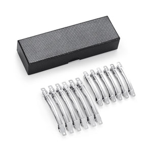 UJOY Wynameleri 12PCs French Barrettes - DIY Basics Hair Clips, Metal Hair Grips Accessory, Silver Hair Barrettes