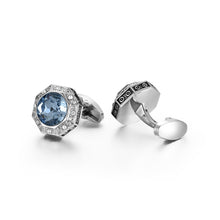 Cargar imagen en el visor de la galería, UJOY Light Blue Crystal Cufflinks for Men Colorful Elegant Mens Cuff Links for Wedding Party as Unique Gift