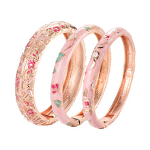 Cargar imagen en el visor de la galería, UJOY Womens Multi-Colors Cloisonne Bracelet Gold Plated Flower Hollowed Enameled Hinged Cuff Bangles
