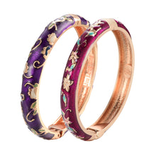 Cargar imagen en el visor de la galería, UJOY Designer Indian Style Cloisonne Bracelets Openable Cuff Enameled Bangles Set Jewelry Gift for Women