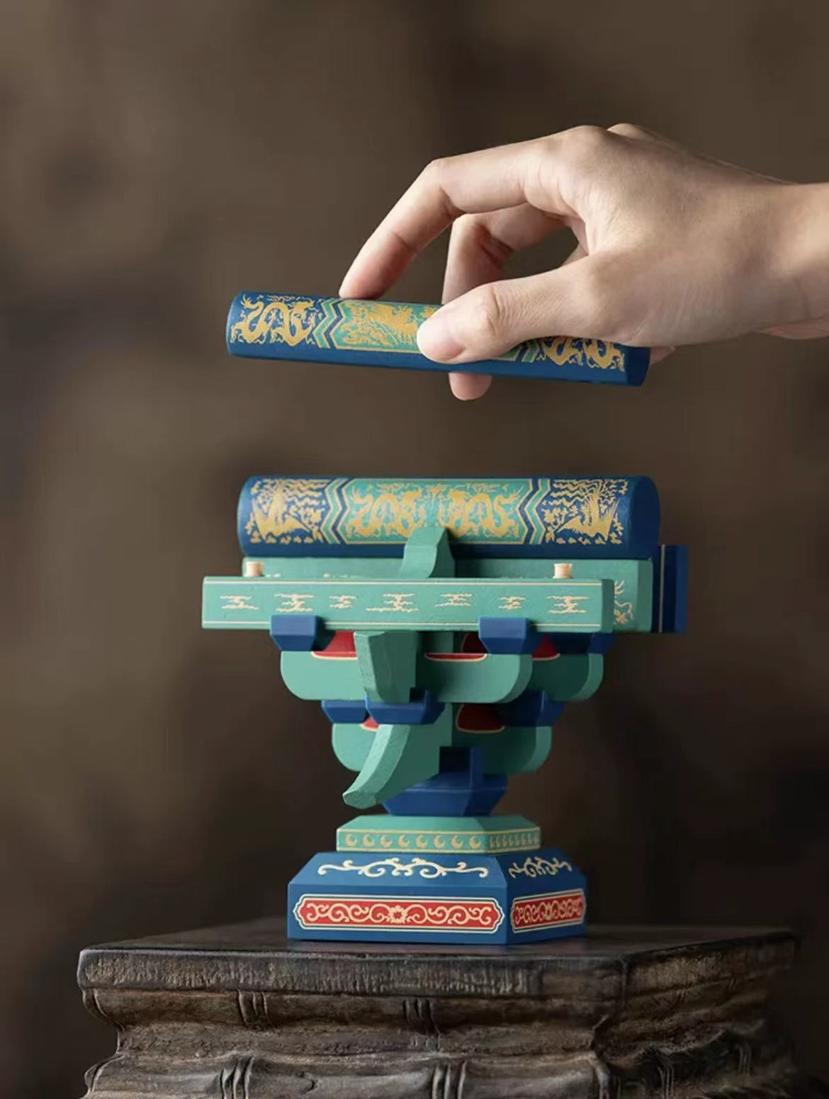 SARIHOSY Natural Wood Dougong Building Blocks of Kunning of the Forbidden City Wooden Puzzles for Adults and Teenagers