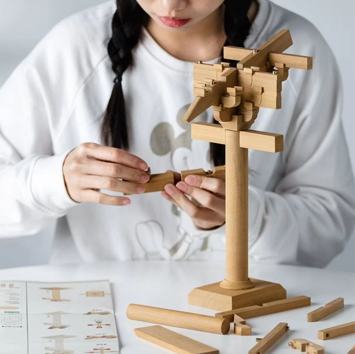 SARIHOSY Natural Wood Series of Ancient Hebei Province Building Blocks on the Stigma of Mani Hall in Longxing Temple Wooden Puzzles for Adults and Teenagers