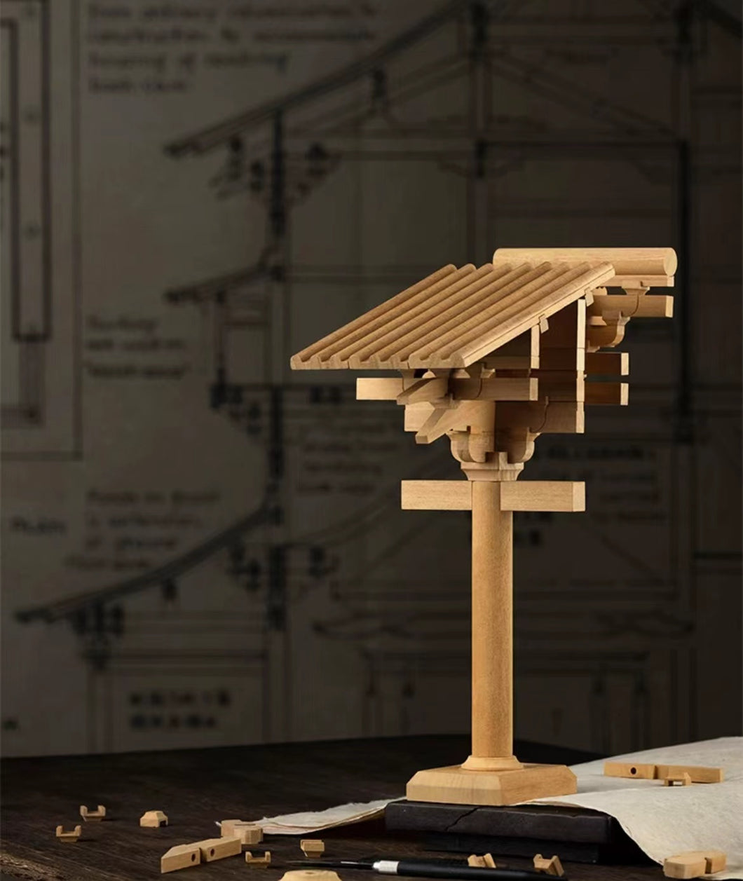 SARIHOSY Natural Wood Series of Ancient Hebei Province Building Blocks on the Stigma of Mani Hall in Longxing Temple Wooden Puzzles for Adults and Teenagers