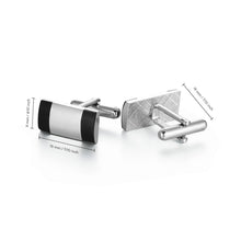 Load image into Gallery viewer, UJOY Silver Color with Black Lines Men&#39;s Jewelry Cufflinks Shirts for Weddings, Business, Dinner