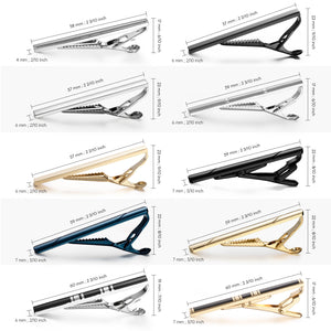 UJOY Tie Clips Set for Men Tie Bar Clip Black Silver-Tone Gold-Tone for Wedding Business with Gift Box