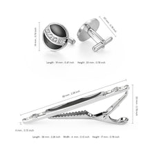 Load image into Gallery viewer, UJOY Cufflinks and Tie Pin Set Blanks Black Color Shirt Tuxedo Buttons Packed in Cufflink Box for Men