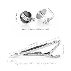 UJOY Cufflinks and Tie Pin Set Blanks Black Color Shirt Tuxedo Buttons Packed in Cufflink Box for Men