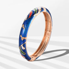 Cargar imagen en el visor de la galería, UJOY Gorgeous Jewelry Enemal Bracelets-Cloisonne Floral Golden Spring Openable Cuff Bangles Gifts for Women Girl