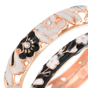 UJOY Womens Multi-Colors Cloisonne Bracelet Gold Plated Flower Hollowed Enameled Hinged Cuff Bangles