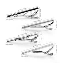 Cargar imagen en el visor de la galería, UJOY Tie Clips for Men, 4 Pcs Tie Bars Clip Set Silver Black 2.3 Inches Business Shirt Necktie Parts