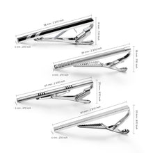 Load image into Gallery viewer, UJOY Tie Clips for Men, 4 Pcs Tie Bars Clip Set Silver Black 2.3 Inches Business Shirt Necktie Parts