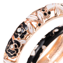 Cargar imagen en el visor de la galería, UJOY Womens Multi-Colors Cloisonne Bracelet Gold Plated Flower Hollowed Enameled Hinged Cuff Bangles