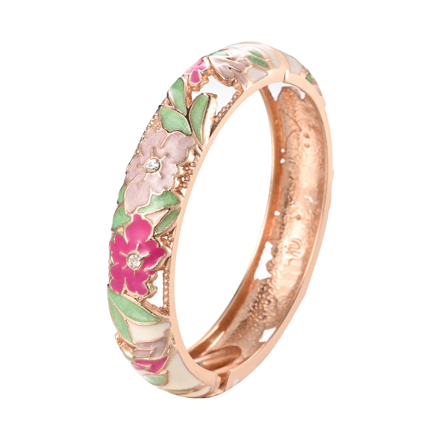 UJOY Different Colors Enamel Jewelry Set Golden Flower Engraved 4 PCS Cloisonne Bracelets in a Box