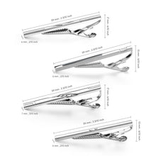 Cargar imagen en el visor de la galería, UJOY Tie Clips for Men 4 Pcs Tie Bars Clip Set Silver Black 2.3 Inches Business Shirt Necktie Parts