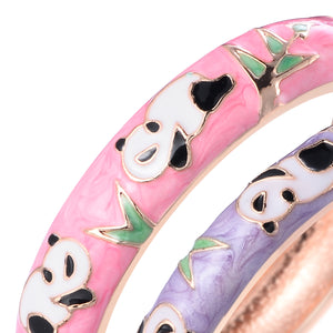 UJOY Cloisonne Chinese Panda Bracelets-Gold Plated Gorgeous Handcrafted Gifts Enamel Bangles Set for Women