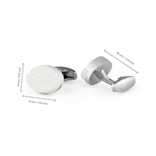 Load image into Gallery viewer, UJOY Classic Oval Blank Cufflinks White for Mens French Shirt Cuff Buttons High Polishing Silver Metal Cuff links