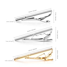 Load image into Gallery viewer, UJOY Tie Clips for Men, 3 Pcs Tie Bars Pinch Clip Set Silver Black 2.3 Inches Business Shirt Necktie Parts
