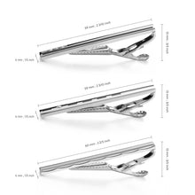 Load image into Gallery viewer, UJOY Tie Clips for Men, 3 Pcs Tie Bars Pinch Clip Set 2.3 Inches Business Shirt Necktie Parts Silver Black