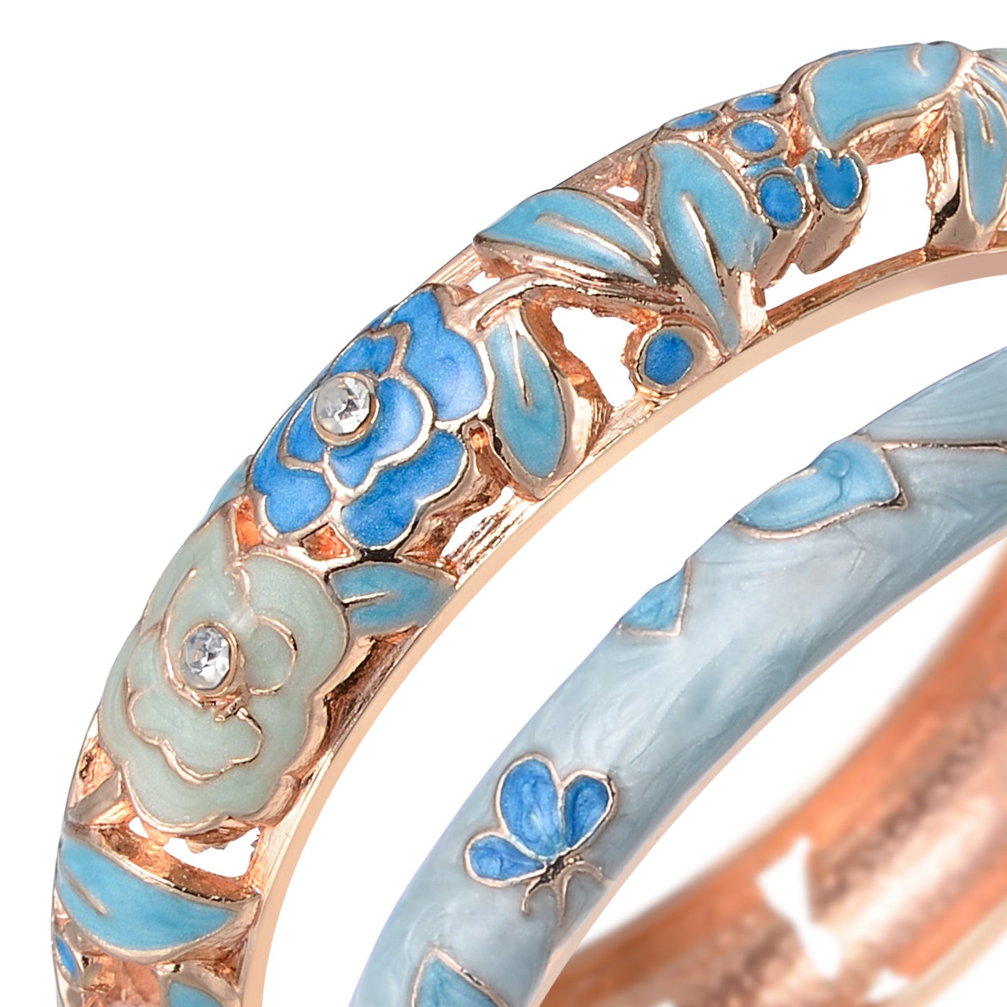 UJOY Womens Multi-Colors Cloisonne Bracelet Gold Plated Flower Hollowed Enameled Hinged Cuff Bangles