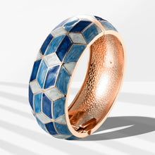 Load image into Gallery viewer, UJOY Enamel Bracelet Bangle Golden Carved Alloy Hinged Cloisonne Jewelry