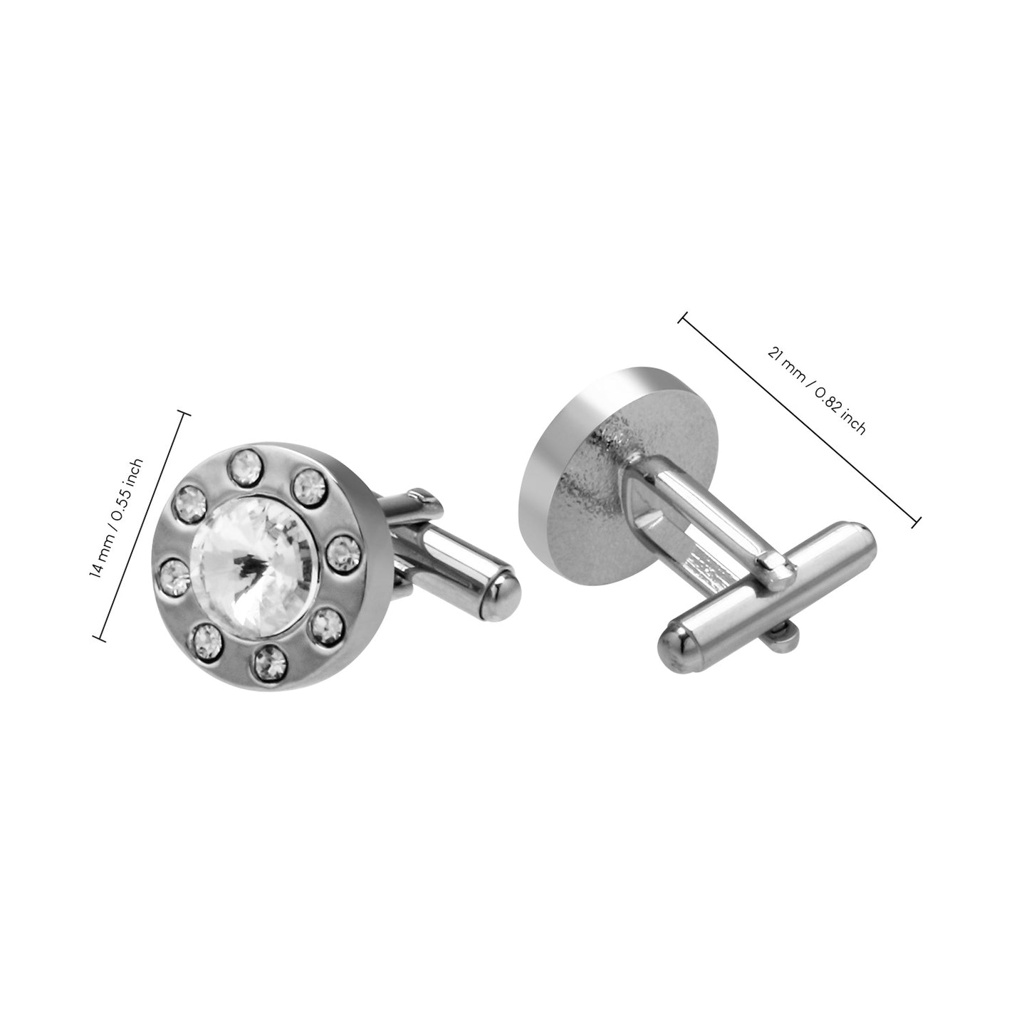 UJOY Men's Sterling Silver Cufflinks with White Tiny Stones for Dad Father Grand-Father