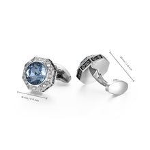 Cargar imagen en el visor de la galería, UJOY Light Blue Crystal Cufflinks for Men Colorful Elegant Mens Cuff Links for Wedding Party as Unique Gift
